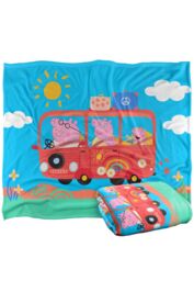 Hasbro Peppa Pig Kids Silky Touch Blanket 152x127cm Road Trip with The Family in White - Size: 152x127 cm - thumbnail 2
