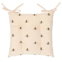 Wylder Ramble Bumble Bee 2 Pack Cotton Slub Seat Pads in Cream - Size: 40 cm x 40 cm