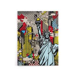 "Artery8 New York Skyline Statue Of Liberty Pop Art Canvas Wall Art Print - Size: W24"" x H32""" - thumbnail 1