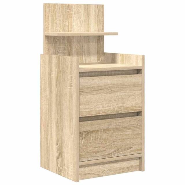 Berkfield Home Bedside Cabinet with 2 Drawers Sonoma Oak 38x34x80 cm in Light Tan - Size: 38 x 34 x 80 cm - image 1