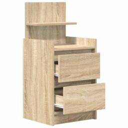 Berkfield Home Bedside Cabinet with 2 Drawers Sonoma Oak 38x34x80 cm in Light Tan - Size: 38 x 34 x 80 cm - thumbnail 5