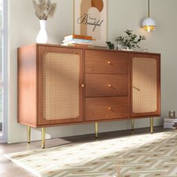 Matteo Rattan Sideboard Cabinet for Living Room Walnut - thumbnail 4
