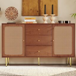 Matteo Rattan Sideboard Cabinet for Living Room Walnut - thumbnail 7