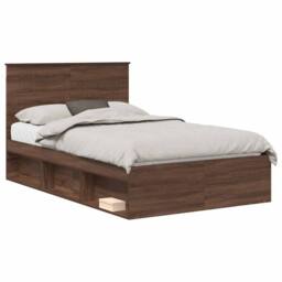 Berkfield Home Bed Frame with Headboard Brown Oak 120 x 190 cm Solid Pine Wood - thumbnail 2