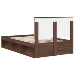Berkfield Home Bed Frame with Headboard Brown Oak 120 x 190 cm Solid Pine Wood - thumbnail 9