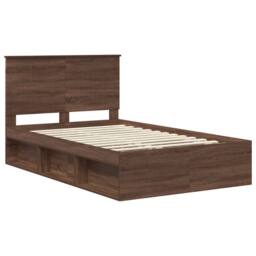 Berkfield Home Bed Frame with Headboard Brown Oak 120 x 190 cm Solid Pine Wood - thumbnail 4