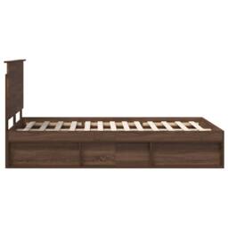 Berkfield Home Bed Frame with Headboard Brown Oak 120 x 190 cm Solid Pine Wood - thumbnail 8
