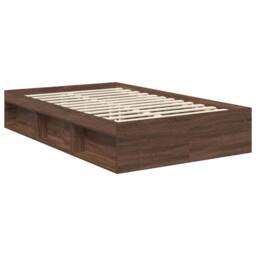 Berkfield Home Bed Frame with Headboard Brown Oak 120 x 190 cm Solid Pine Wood - thumbnail 5
