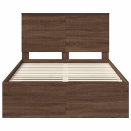 Berkfield Home Bed Frame with Headboard Brown Oak 120 x 190 cm Solid Pine Wood - thumbnail 7