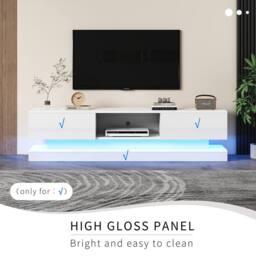 Merax White High Gloss LED TV Unit with 2 Drawers for TVs up to 65/70 Inch - thumbnail 9