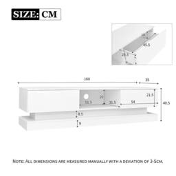 Merax White High Gloss LED TV Unit with 2 Drawers for TVs up to 65/70 Inch - thumbnail 8