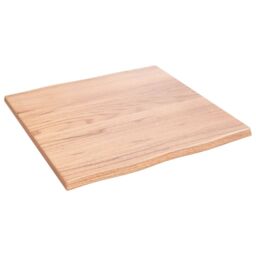 Berkfield Home Table Top Light Brown 60x60x2 cm Treated Solid Wood Oak Live Edge - Size: 60 x 60 x 2 cm - thumbnail 2