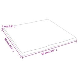 Berkfield Home Table Top Light Brown 60x60x2 cm Treated Solid Wood Oak Live Edge - Size: 60 x 60 x 2 cm - thumbnail 5