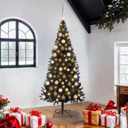 Berkfield Home Christmas Tree with 300 LEDs with Stand Black 180 cm PVC