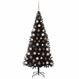Berkfield Home Christmas Tree with 300 LEDs with Stand Black 180 cm PVC - thumbnail 3