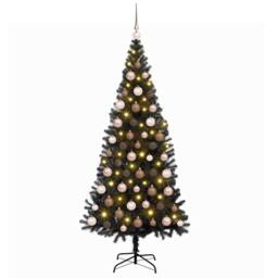 Berkfield Home Christmas Tree with 300 LEDs with Stand Black 180 cm PVC - thumbnail 2