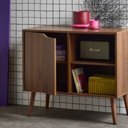 sweeek 80cm walnut-effect sideboard with 2 shelves in Dark Brown - thumbnail 4