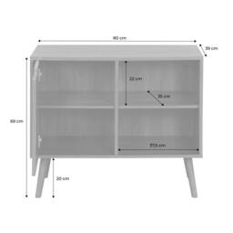 sweeek 80cm walnut-effect sideboard with 2 shelves in Dark Brown - thumbnail 6