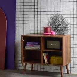 sweeek 80cm walnut-effect sideboard with 2 shelves in Dark Brown - thumbnail 1