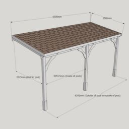 Rutland County Garden Furniture Ltd Felt Shingle Roof Car Port 3 Post, Wood - L250 x W650 cm - Light Green in Brown - thumbnail 5