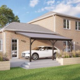 Rutland County Garden Furniture Ltd Felt Shingle Roof Car Port 3 Post, Wood - L250 x W650 cm - Light Green in Brown - thumbnail 1