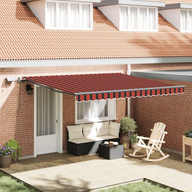 Berkfield Home Manual Retractable Awning with LED Orange & Brown 400x300 cm - image 1