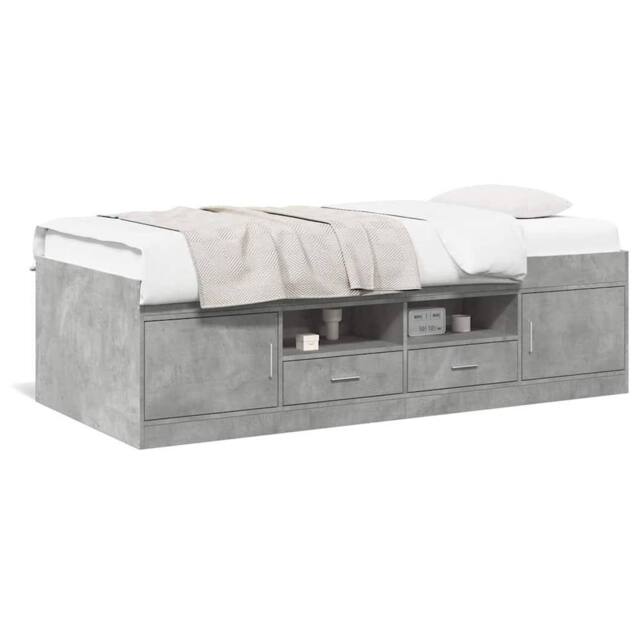 Berkfield Home Daybed w/Drawers Frame Concrete Grey 75x190 cm Small Single - image 1