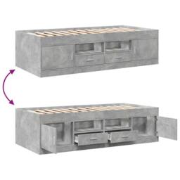 Berkfield Home Daybed w/Drawers Frame Concrete Grey 75x190 cm Small Single - thumbnail 7
