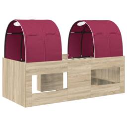 Berkfield Home Bed with Tunnel 3 pcs Sonoma Oak & Red Engineered Wood in Brown - thumbnail 8