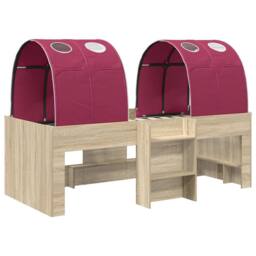 Berkfield Home Bed with Tunnel 3 pcs Sonoma Oak & Red Engineered Wood in Brown - thumbnail 3