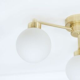 ValueLights Jonah 3 Arm Globe Ball Shade Flush Ceiling Light with LED Bulbs in Gold - thumbnail 3