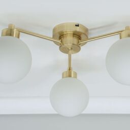 ValueLights Jonah 3 Arm Globe Ball Shade Flush Ceiling Light with LED Bulbs in Gold - thumbnail 4