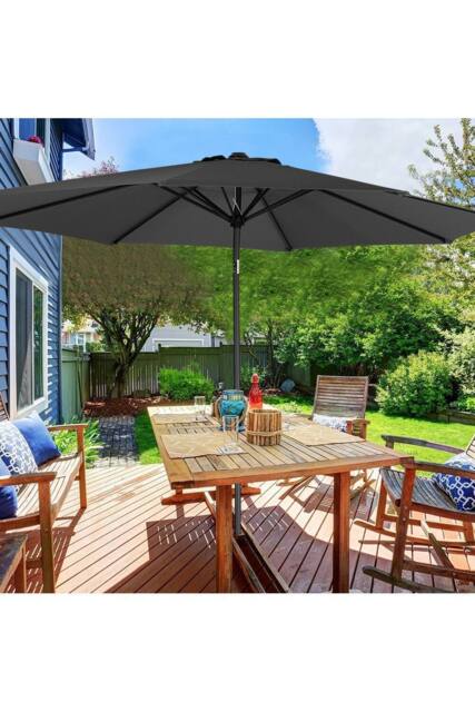 Living and Home 3M Large Rotating Patio Parasol with Cross Base in Black - image 1