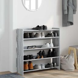 Berkfield Home Shoe Rack Grey Sonoma 80x25x81 cm Engineered Wood - Size: 80 x 25 x 81 cm - thumbnail 3