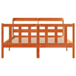 Berkfield Home Bed Frame with Headboard without Mattress Wax Brown 135x190 cm Double - thumbnail 4