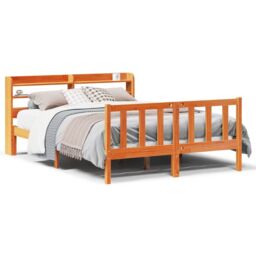 Berkfield Home Bed Frame with Headboard without Mattress Wax Brown 135x190 cm Double - thumbnail 2