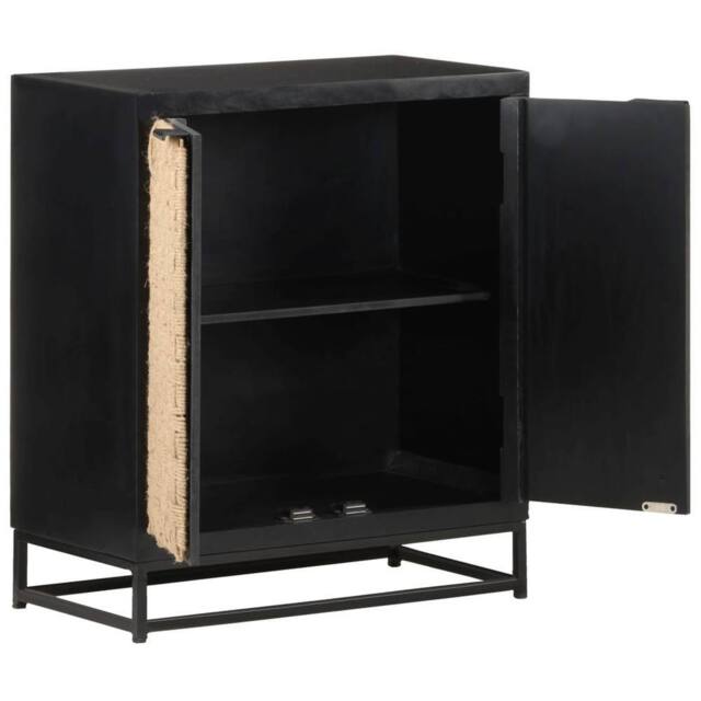 Berkfield Home Sideboard 60x35x70 cm Solid Mango Wood in Black - Size: 60 x 35 x 70 cm - image 1