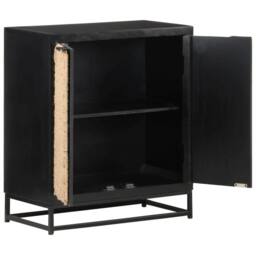 Berkfield Home Sideboard 60x35x70 cm Solid Mango Wood in Black - Size: 60 x 35 x 70 cm - thumbnail 1