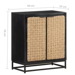 Berkfield Home Sideboard 60x35x70 cm Solid Mango Wood in Black - Size: 60 x 35 x 70 cm - thumbnail 7