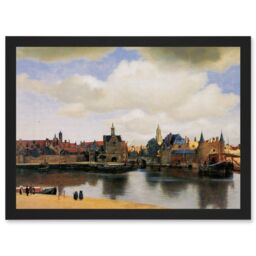 Artery8 Johannes Vermeer View Of Delft Baroque Cityscape Painting A4 Artwork Framed Wall Art Print in Black - thumbnail 1