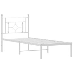 Berkfield Home Metal Bed Frame without Mattress with Headboard White 80x200cm - Size: 80x200 cm - thumbnail 4