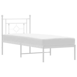 Berkfield Home Metal Bed Frame without Mattress with Headboard White 80x200cm - Size: 80x200 cm - thumbnail 2