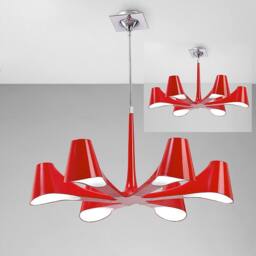 Netlighting Ora Telescopic Convertible To Semi Flush 6 Light E27 Gloss Red Chrome - thumbnail 2