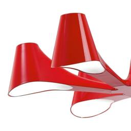 Netlighting Ora Telescopic Convertible To Semi Flush 6 Light E27 Gloss Red Chrome - thumbnail 6