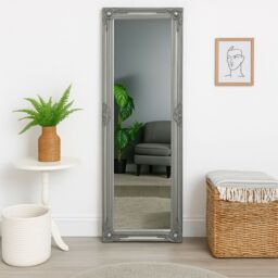 Melody Maison Tall Silver Ornate Mirror 47cm X 142cm - Size: 47 cm X 142 cm - thumbnail 3