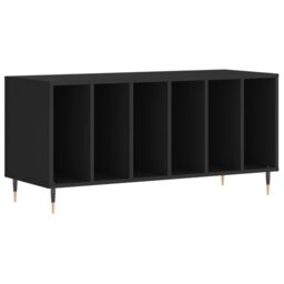 Berkfield Home Record Cabinet Black 100x38x48 cm Engineered Wood - Size: 100 x 38 x 48 cm - thumbnail 2