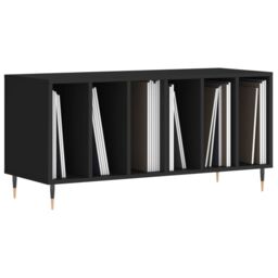 Berkfield Home Record Cabinet Black 100x38x48 cm Engineered Wood - Size: 100 x 38 x 48 cm - thumbnail 3