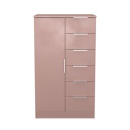 Ready Assembled 2 U Dover 1 Door 5 Drawer Childrens Wardrobe (Ready Assembled) in Dusty Pink - thumbnail 2
