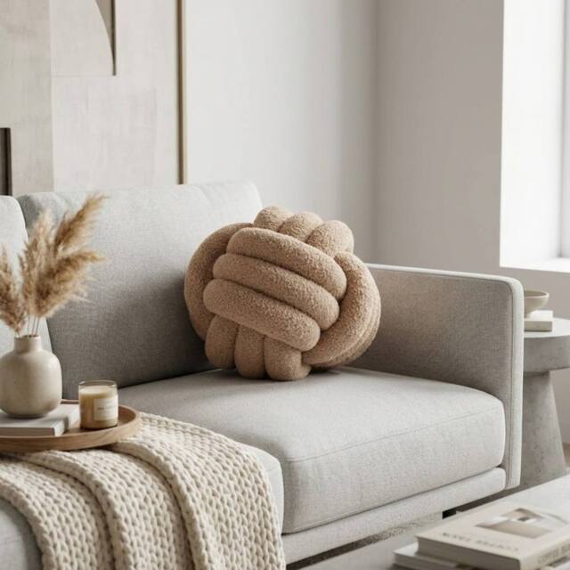 Garden Greatness Large Taupe Teddy Knot Cushion - Size: 30 cm x 30 cm - image 1