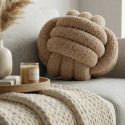 Garden Greatness Large Taupe Teddy Knot Cushion - Size: 30 cm x 30 cm - thumbnail 2